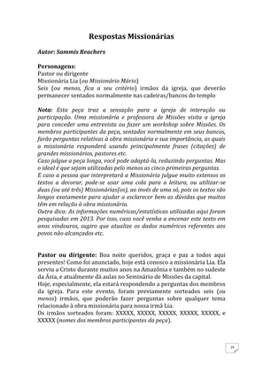 Teatro Missionário – Peças teatrais e jograis sobre Missões e Evangelização para igrejas evangélicas — page 19