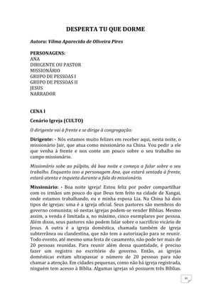 Teatro Missionário – Peças teatrais e jograis sobre Missões e Evangelização para igrejas evangélicas — page 61