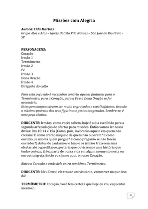 Teatro Missionário – Peças teatrais e jograis sobre Missões e Evangelização para igrejas evangélicas — page 66