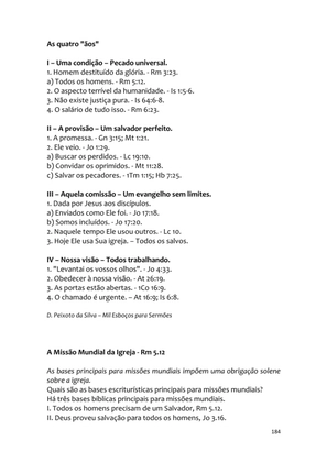 Sermões Missionários - Centenas de esboços de sermões sobre Evangelização e Missões — page 184