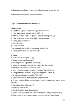 Sermões Missionários - Centenas de esboços de sermões sobre Evangelização e Missões — page 185