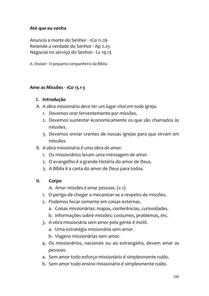 Sermões Missionários - Centenas de esboços de sermões sobre Evangelização e Missões — page 195