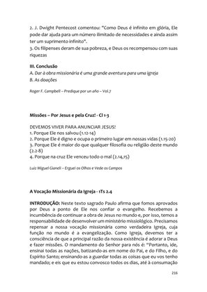 Sermões Missionários - Centenas de esboços de sermões sobre Evangelização e Missões — page 216