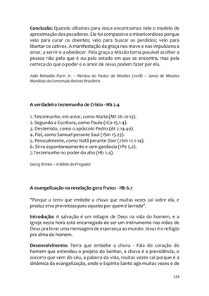 Sermões Missionários - Centenas de esboços de sermões sobre Evangelização e Missões — page 224
