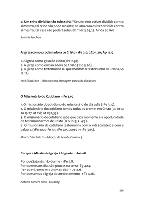 Sermões Missionários - Centenas de esboços de sermões sobre Evangelização e Missões — page 226