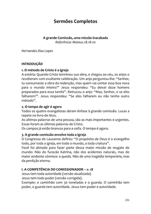 Sermões Missionários - Centenas de esboços de sermões sobre Evangelização e Missões — page 231