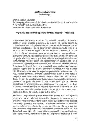 Sermões Missionários - Centenas de esboços de sermões sobre Evangelização e Missões — page 284