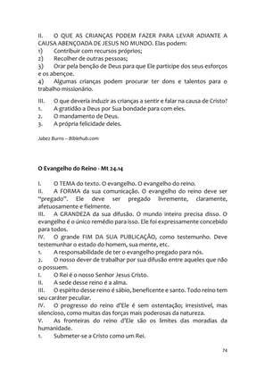 Sermões Missionários - Centenas de esboços de sermões sobre Evangelização e Missões — page 74