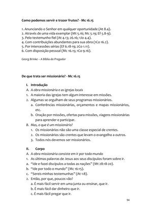 Sermões Missionários - Centenas de esboços de sermões sobre Evangelização e Missões — page 94