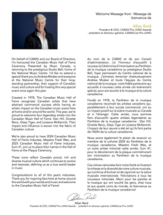Canadian Music Hall of Fame Ceremony Program — page 3