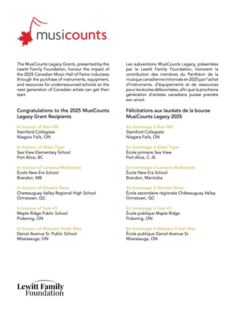 Canadian Music Hall of Fame Ceremony Program — page 32