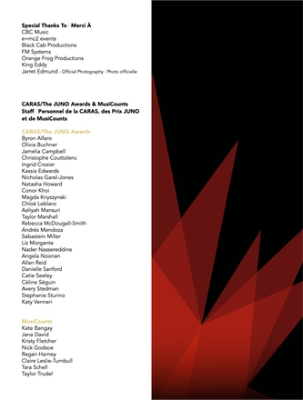 Canadian Music Hall of Fame Ceremony Program — page 33