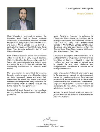 Canadian Music Hall of Fame Ceremony Program — page 5
