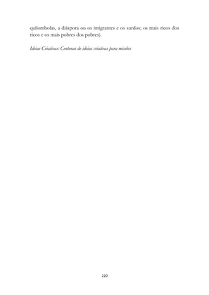 ALMANAQUE DO MOBILIZADOR MISSIONÁRIO – Mais de 1.000 páginas de recursos para ampliar a consciência missionária de sua igreja, grupo e família. — page 220