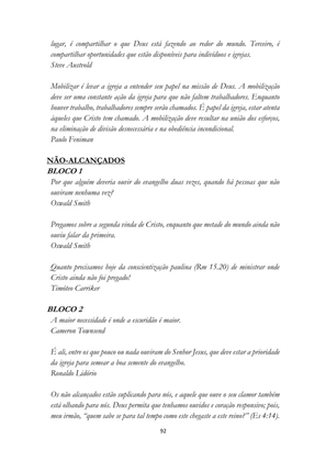 ALMANAQUE DO MOBILIZADOR MISSIONÁRIO – Mais de 1.000 páginas de recursos para ampliar a consciência missionária de sua igreja, grupo e família. — page 92