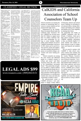 Thursday, May 14, 2026 |  Vol 40 No 9 — page 8