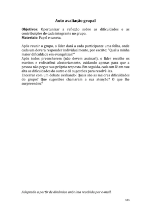 Dinâmicas Missionárias - Dinâmicas e quebra-gelos para promover a visão missionária em sua igreja, grupo e família — page 103