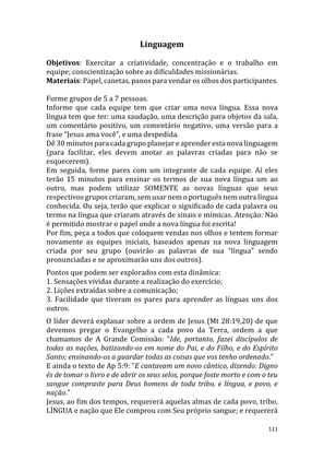 Dinâmicas Missionárias - Dinâmicas e quebra-gelos para promover a visão missionária em sua igreja, grupo e família — page 111