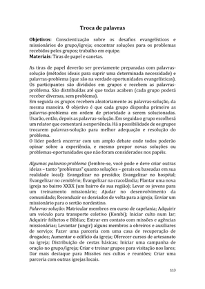 Dinâmicas Missionárias - Dinâmicas e quebra-gelos para promover a visão missionária em sua igreja, grupo e família — page 113