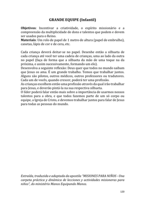 Dinâmicas Missionárias - Dinâmicas e quebra-gelos para promover a visão missionária em sua igreja, grupo e família — page 120