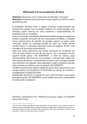 Dinâmicas Missionárias - Dinâmicas e quebra-gelos para promover a visão missionária em sua igreja, grupo e família — page 13