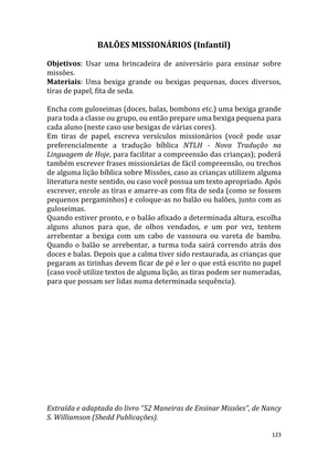 Dinâmicas Missionárias - Dinâmicas e quebra-gelos para promover a visão missionária em sua igreja, grupo e família — page 123