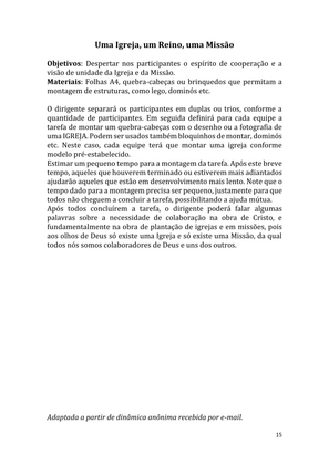 Dinâmicas Missionárias - Dinâmicas e quebra-gelos para promover a visão missionária em sua igreja, grupo e família — page 15