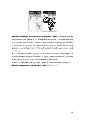 Dinâmicas Missionárias - Dinâmicas e quebra-gelos para promover a visão missionária em sua igreja, grupo e família — page 145