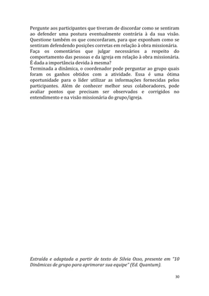 Dinâmicas Missionárias - Dinâmicas e quebra-gelos para promover a visão missionária em sua igreja, grupo e família — page 30