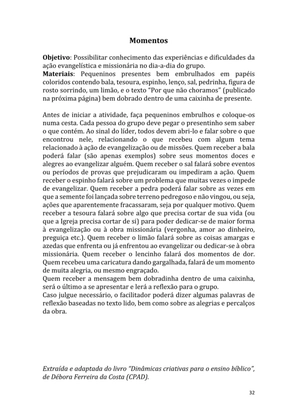 Dinâmicas Missionárias - Dinâmicas e quebra-gelos para promover a visão missionária em sua igreja, grupo e família — page 32