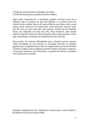Dinâmicas Missionárias - Dinâmicas e quebra-gelos para promover a visão missionária em sua igreja, grupo e família — page 37