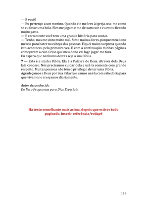 Celebrando as escrituras: Uma coletânea de recursos para vivermos e celebrarmos a Bíblia Sagrada — page 131