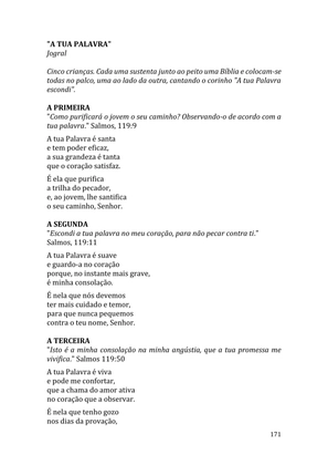 Celebrando as escrituras: Uma coletânea de recursos para vivermos e celebrarmos a Bíblia Sagrada — page 171