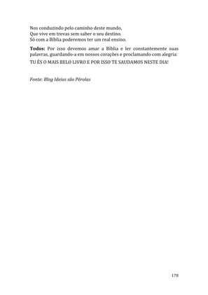 Celebrando as escrituras: Uma coletânea de recursos para vivermos e celebrarmos a Bíblia Sagrada — page 178
