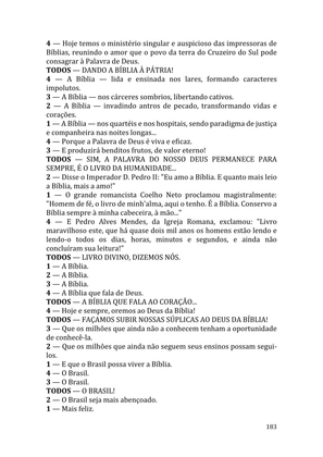Celebrando as escrituras: Uma coletânea de recursos para vivermos e celebrarmos a Bíblia Sagrada — page 183