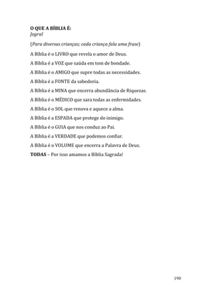 Celebrando as escrituras: Uma coletânea de recursos para vivermos e celebrarmos a Bíblia Sagrada — page 190