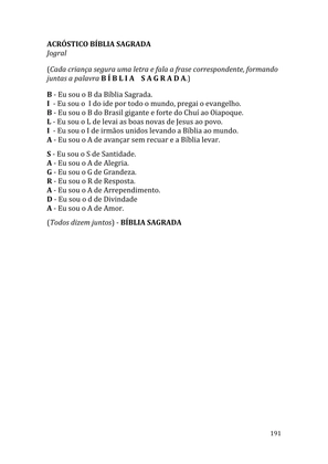 Celebrando as escrituras: Uma coletânea de recursos para vivermos e celebrarmos a Bíblia Sagrada — page 191