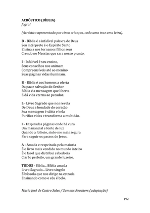 Celebrando as escrituras: Uma coletânea de recursos para vivermos e celebrarmos a Bíblia Sagrada — page 192