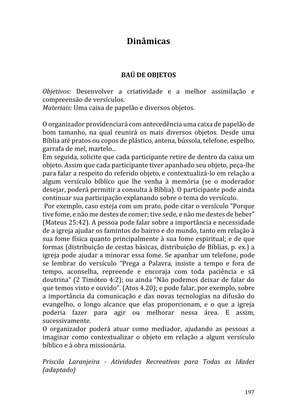 Celebrando as escrituras: Uma coletânea de recursos para vivermos e celebrarmos a Bíblia Sagrada — page 197