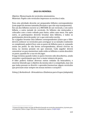Celebrando as escrituras: Uma coletânea de recursos para vivermos e celebrarmos a Bíblia Sagrada — page 219