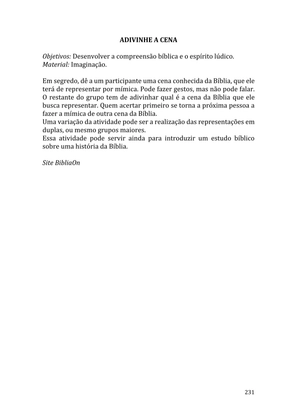 Celebrando as escrituras: Uma coletânea de recursos para vivermos e celebrarmos a Bíblia Sagrada — page 231
