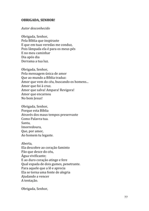 Celebrando as escrituras: Uma coletânea de recursos para vivermos e celebrarmos a Bíblia Sagrada — page 77