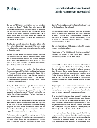 Juno Awards 2025 — page 16