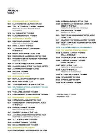 Juno Awards 2025 — page 24
