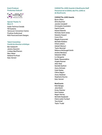 Juno Awards 2025 — page 27